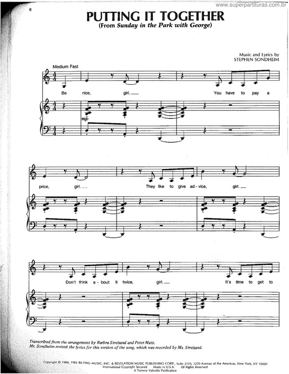Partitura da música Putting It Together