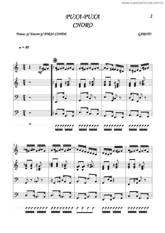 Partitura da música Puxa Puxa