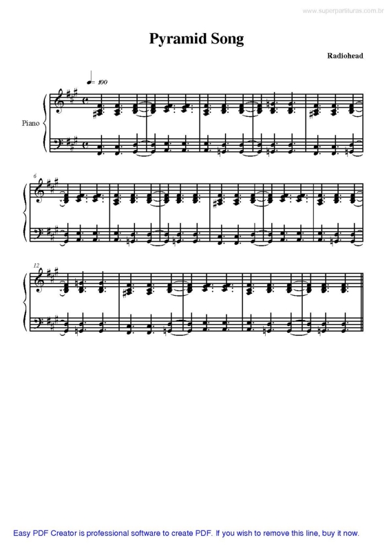 Partitura da música Pyramid Song