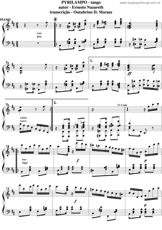 Partitura da música Pyrilampo