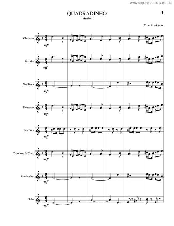 Partitura da música Quadradinho