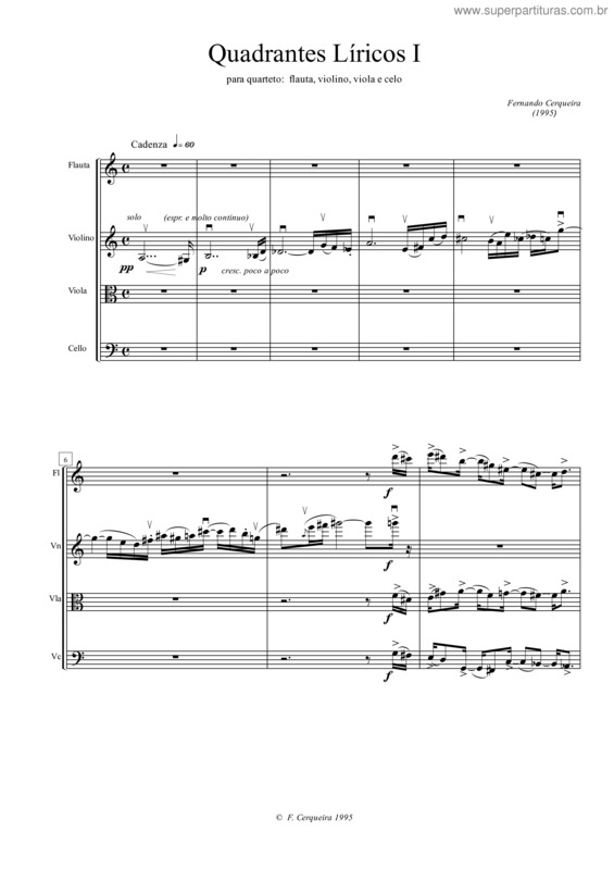 Partitura da música Quadrantes líricos I