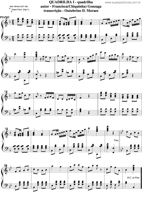 Partitura da música Quadrilha I