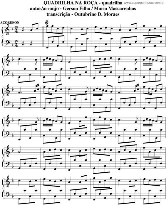 Partitura da música Quadrilha Na Roça