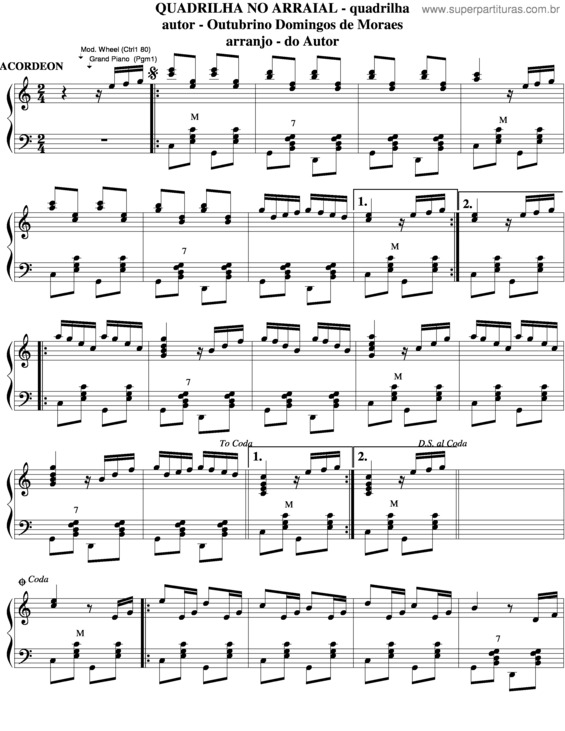 Partitura da música Quadrilha No Arraial v.2