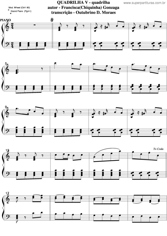 Partitura da música Quadrilha V