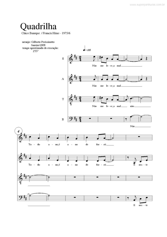 Partitura da música Quadrilha