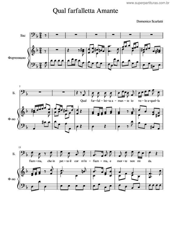 Partitura da música Qual Farfalletta Amante v.2