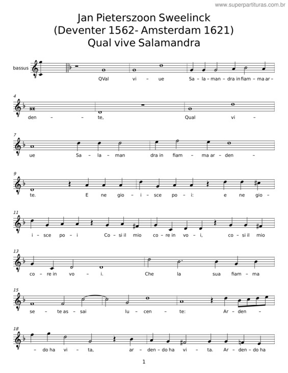 Partitura da música Qual Vive Salamandra – Jan Pieterszoon Sweelinck v.3