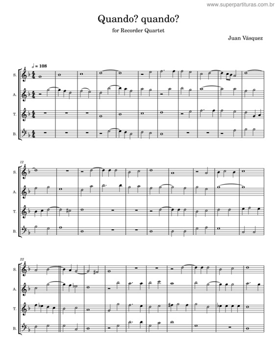 Partitura da música Quando? Quando? – Juan Vásquez