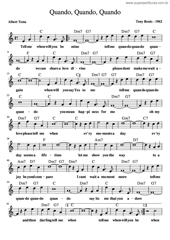 Partitura da música Quando, Quando, Quando