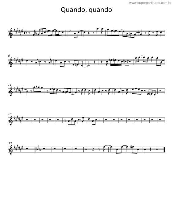 Partitura da música Quando, Quando