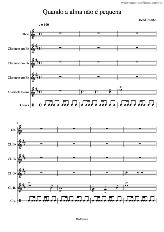Partitura da música Quando A Alma Não É Pequena – Dead Combo