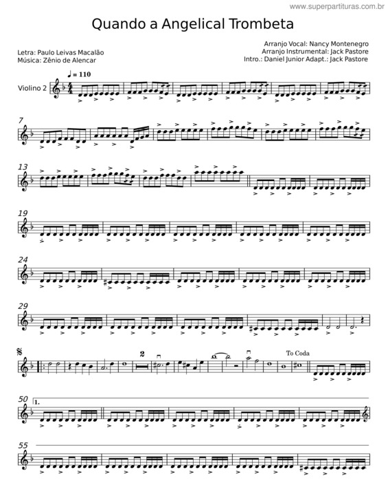 Partitura da música Quando A Angelical Trombeta – Daniel Fonseca E Pedro Santos Junior v.2