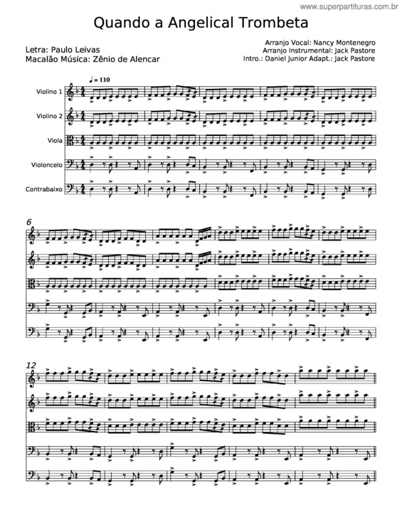 Partitura da música Quando A Angelical Trombeta – Daniel Fonseca E Pedro Santos Junior