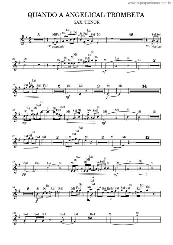 Partitura da música Quando A Angelical Trombeta – Sax Tenor.Xml