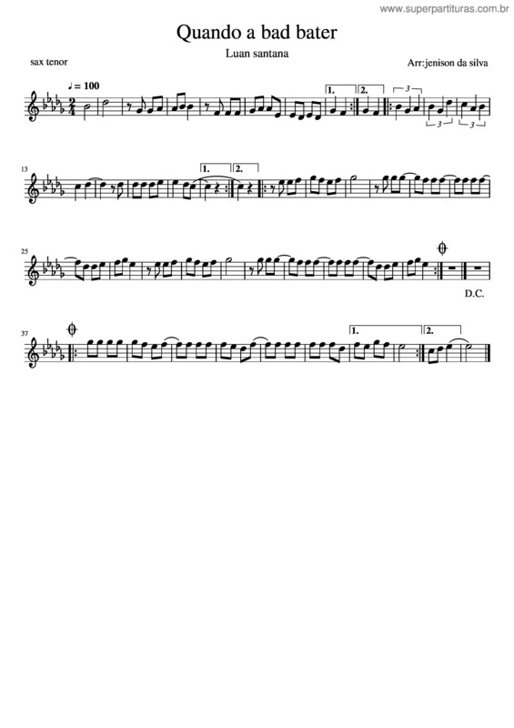 Partitura da música Quando A Bad Bater