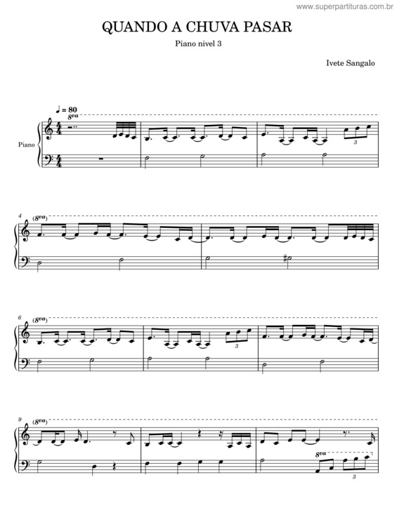 Partitura da música Quando A Chuva Pasar – Ivete Sangalo