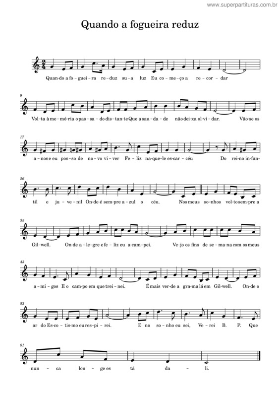Partitura da música Quando A Fogueira Reduz