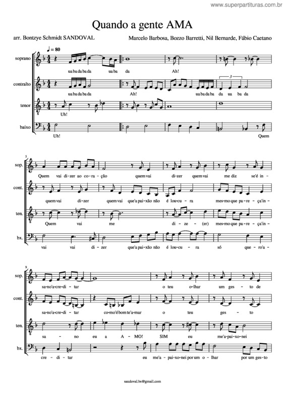 Partitura da música Quando A Gente Ama Quando A Gente Ama