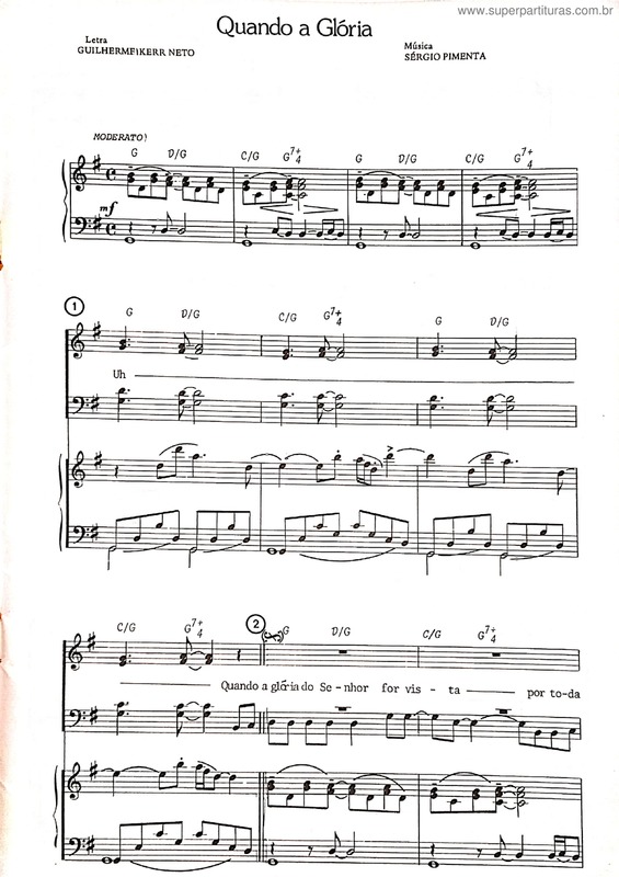 Partitura da música Quando A Glória
