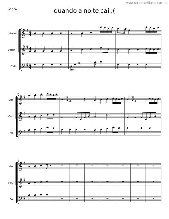Partitura da música Quando A Noite Cai