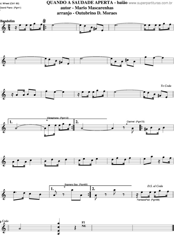 Partitura da música Quando A Saudade Aperta v.4