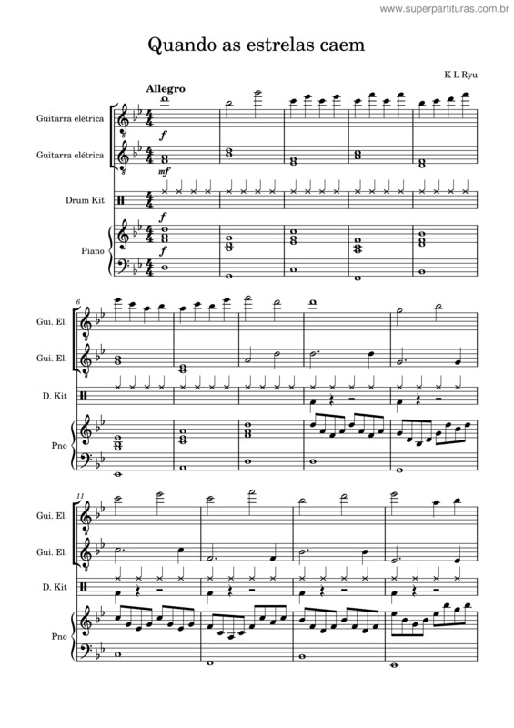 Partitura da música Quando As Estrelas Caem