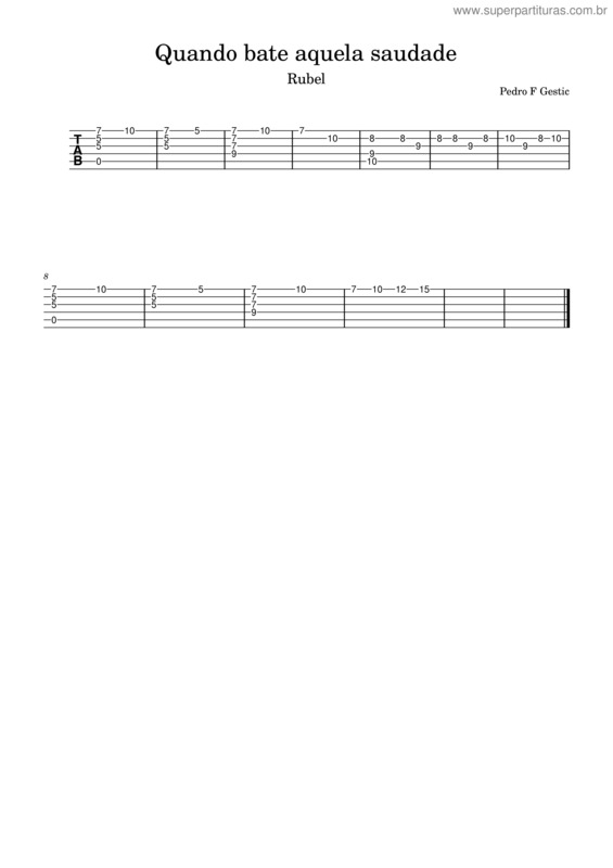 Partitura da música Quando Bate Aquela Saudade v.2