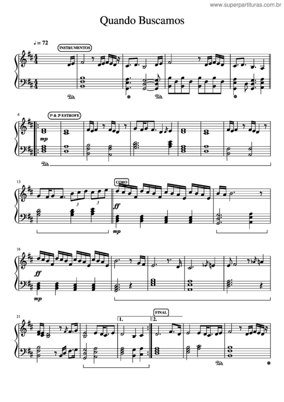 Partitura da música Quando Buscamos– Icm