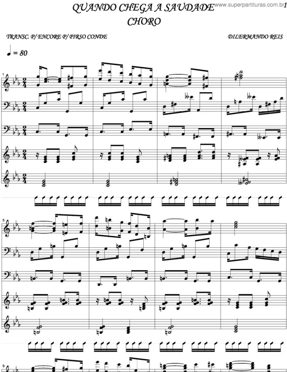 Partitura da música Quando Chega A Saudade v.2