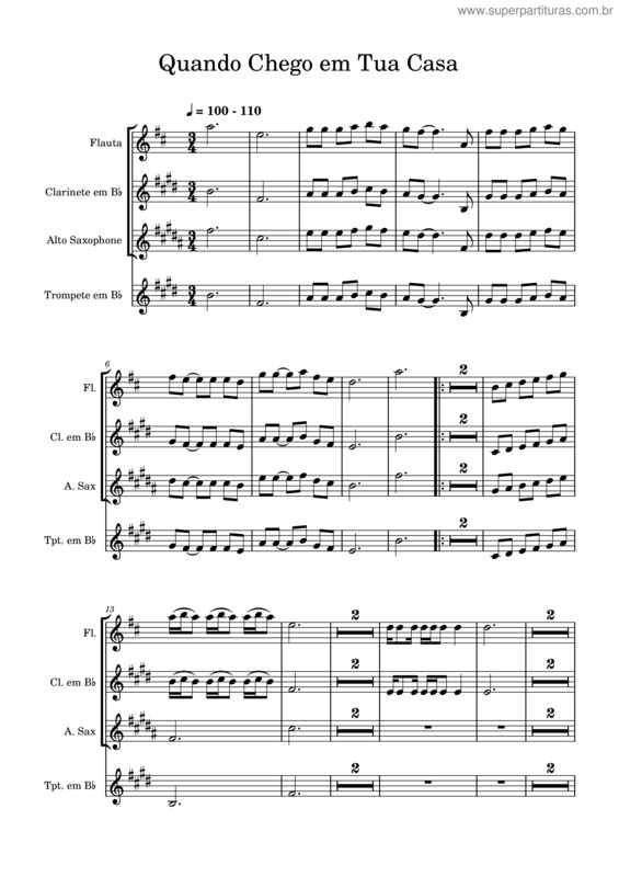 Partitura da música Quando Chego Em Tua Casa