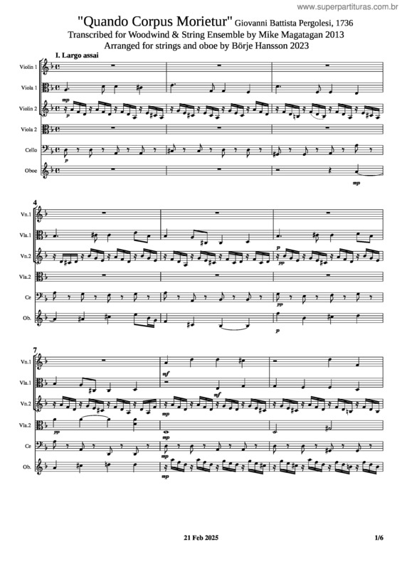 Partitura da música Quando Corpus Morietur + Amen