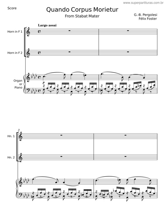 Partitura da música Quando Corpus Morietur – G.–B. Pergolesi;Félix Foster
