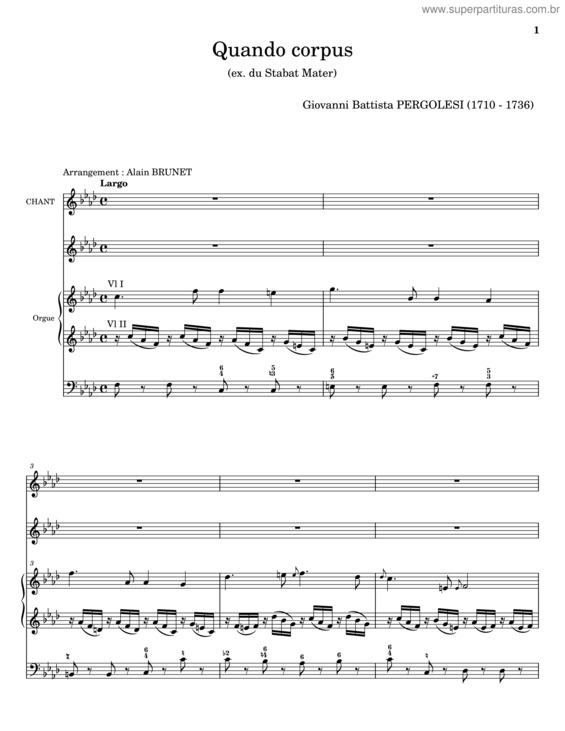 Partitura da música Quando Corpus Morietur – Giovanni Battista Pergolesi