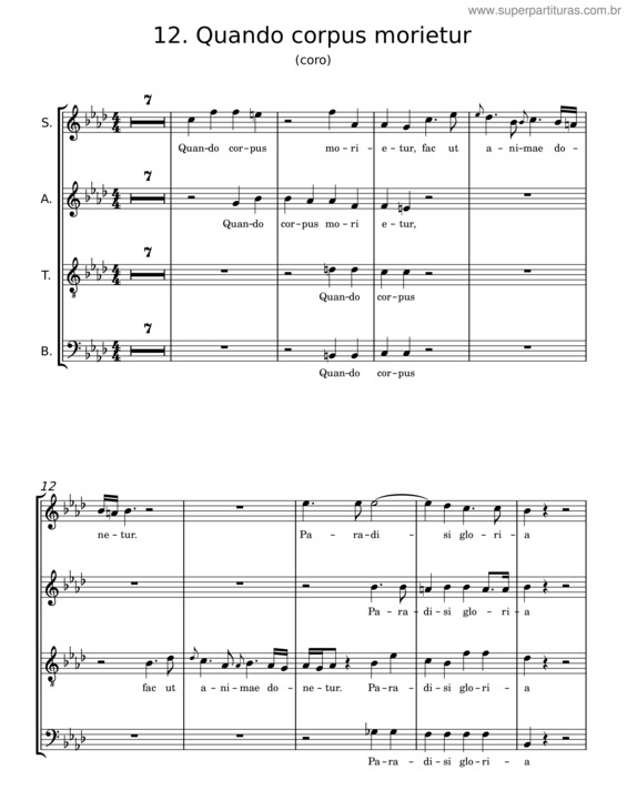 Partitura da música Quando Corpus Morietur