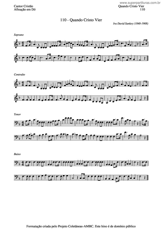 Partitura da música Quando Cristo Vier v.2