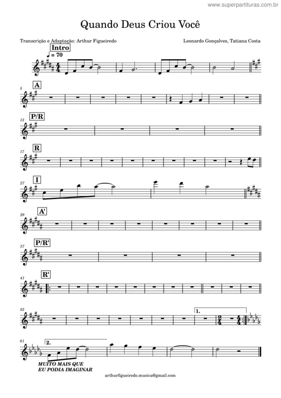 Partitura da música Quando Deus Criou Você v.13