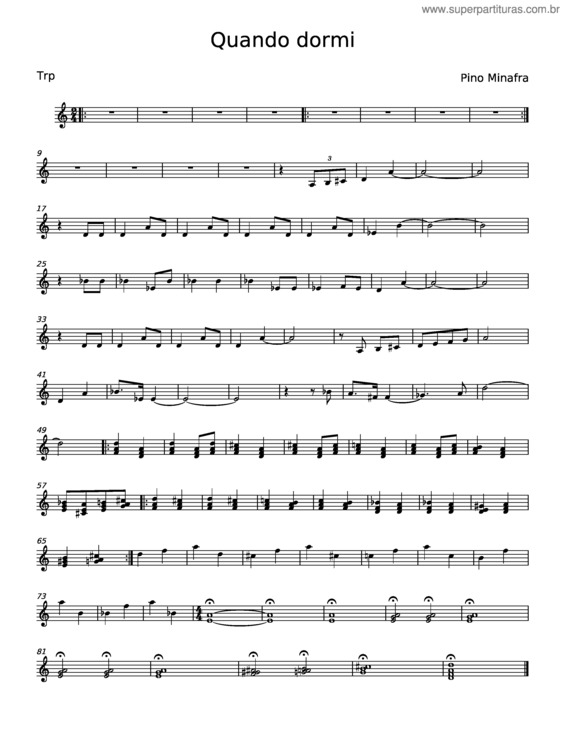 Partitura da música Quando Dormi – Pino Minafra v.2
