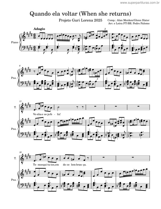 Partitura da música Quando Ela Voltar v.2