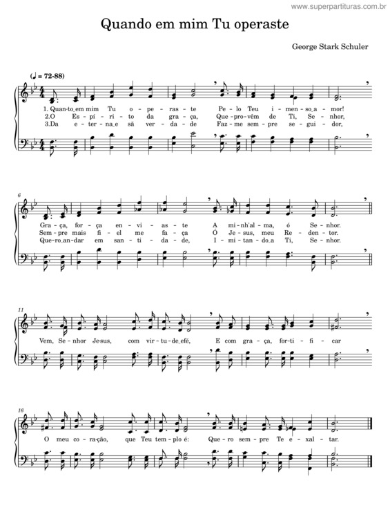 Partitura da música Quando Em Mim Tu Operaste – George Stark Schuler