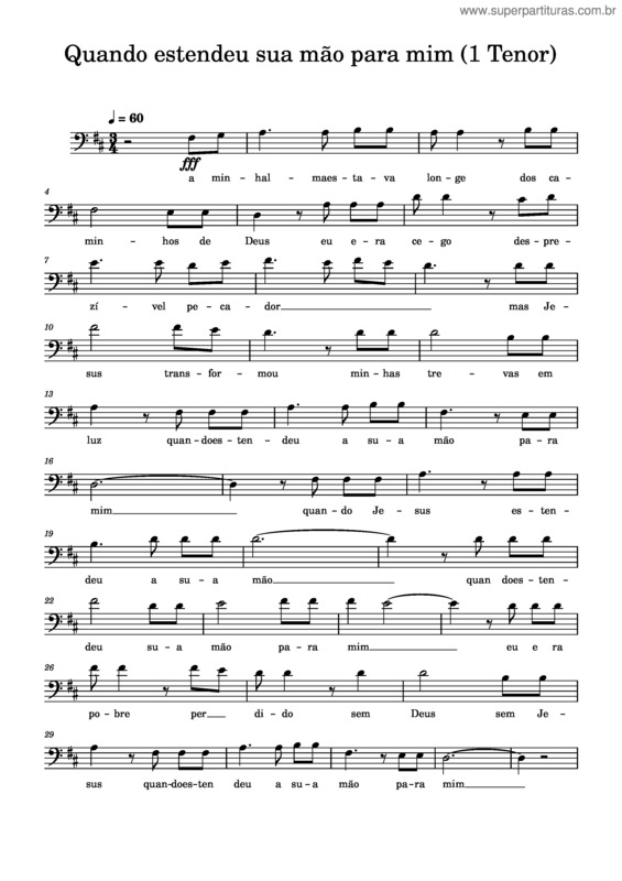 Partitura da música Quando Estendeu Sua Mão Para Mim 1 Tenor