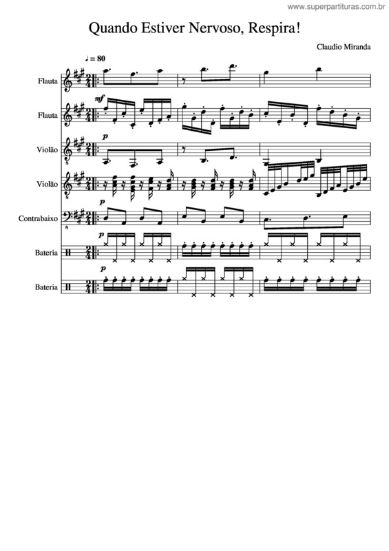 Partitura da música Quando Estiver Nervoso, Respira!