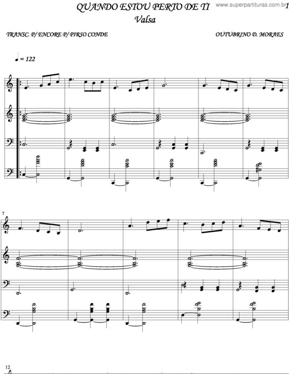 Partitura da música Quando Estou Perto De Ti v.2