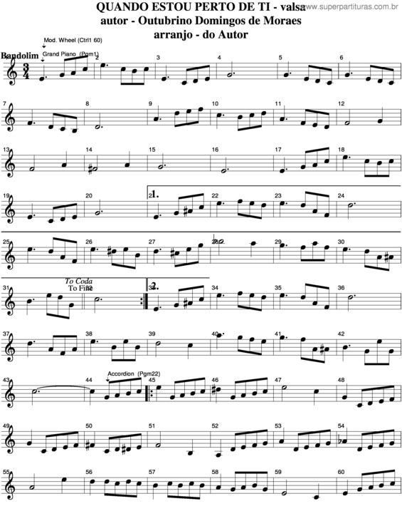 Partitura da música Quando Estou Perto De Ti v.4