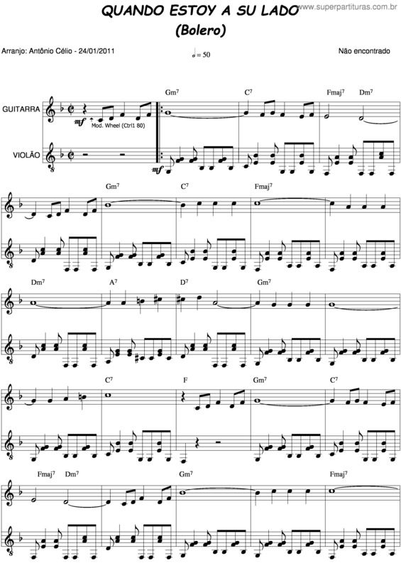 Partitura da música Quando Estoy A Su Lado v.2