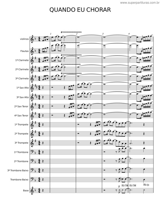 Partitura da música Quando Eu Chorar v.2
