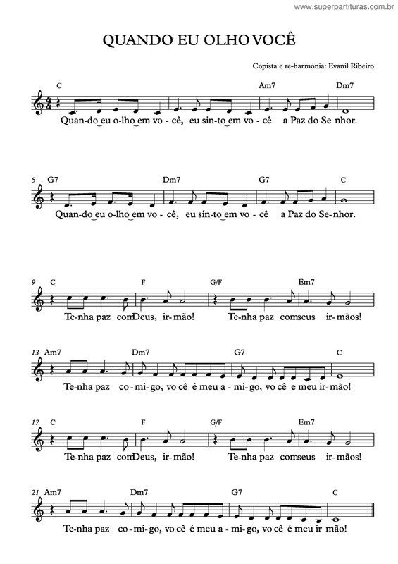 Partitura da música Quando Eu Olho Você