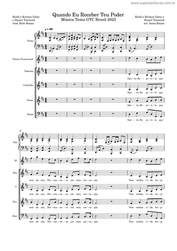 Partitura da música Quando Eu Receber Teu Poder