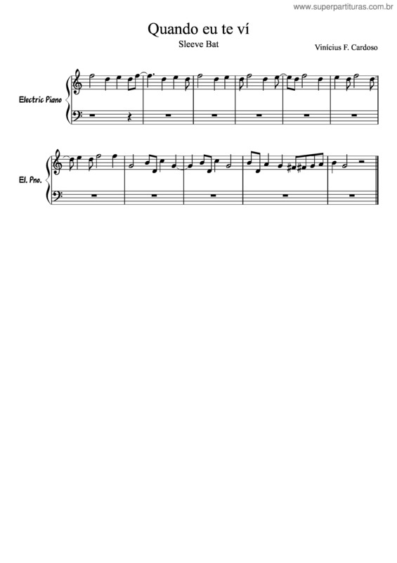 Partitura da música Quando Eu Te Ví